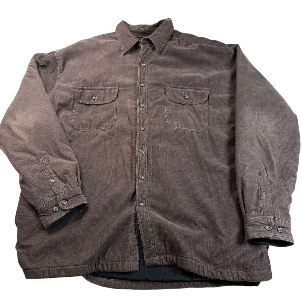 Mountain Club Men's XXL‎ T Corduroy Lined Shirt Jacket Brown Cotton Padded